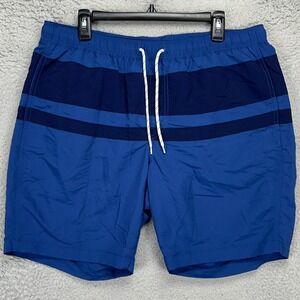 Uniqlo Mens Swim Trunks XL Blue Colorblock 100%‎ Nylon Mesh Lined Board Shorts
